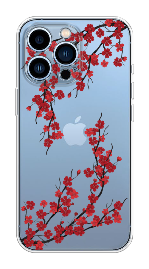 

Чехол на Apple iPhone 13 Pro "Красная сакура", Красный;черный, 14350-2