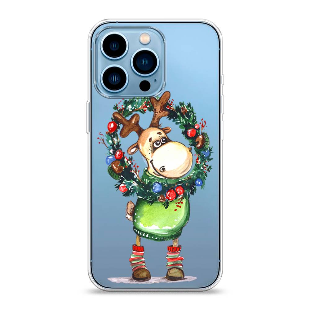 

Чехол для Apple iPhone 13 Pro "Олень с новогодним венком", 14350-4