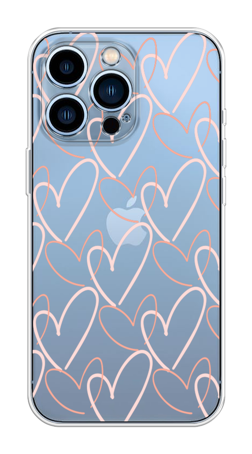 

Чехол на Apple iPhone 13 Pro "Узор из сердечек", Розовый;бежевый, 14350-6