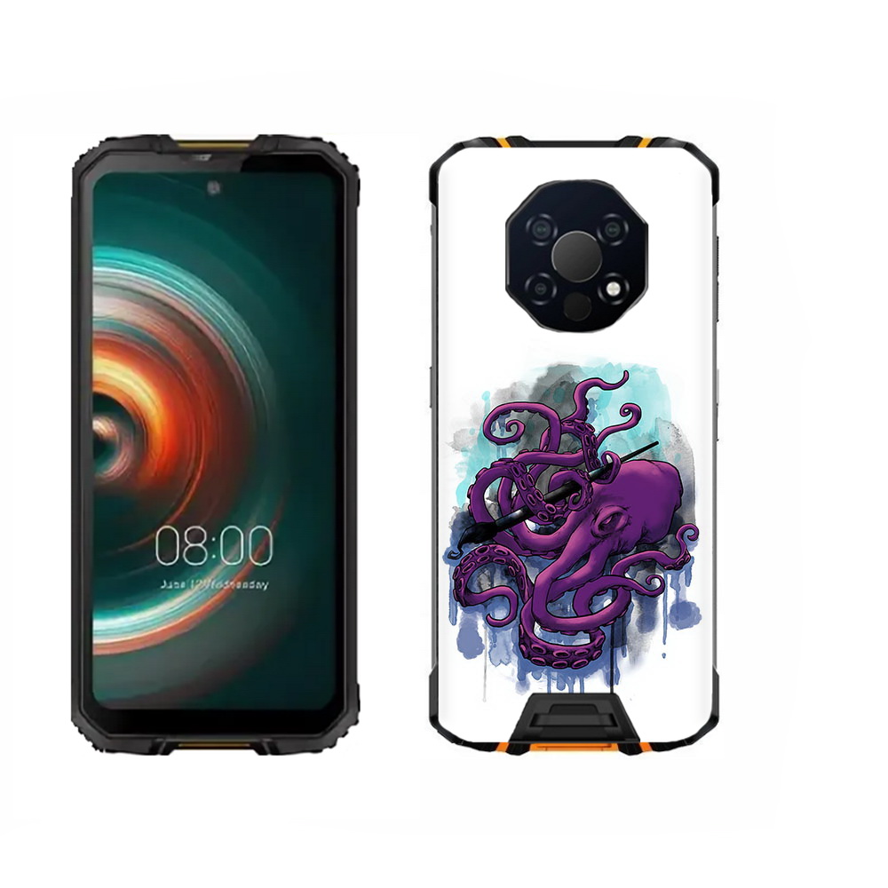 

Чехол MyPads Tocco для Oukitel WP13 фиолетовый осьминог, Прозрачный, Tocco