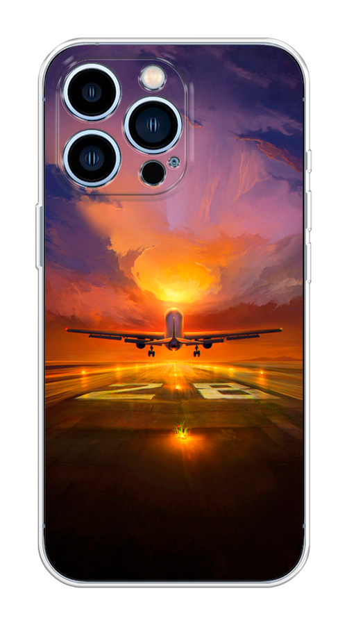 

Чехол на Apple iPhone 13 Pro "Самолет на посадке", Оранжевый;синий, 14350-6