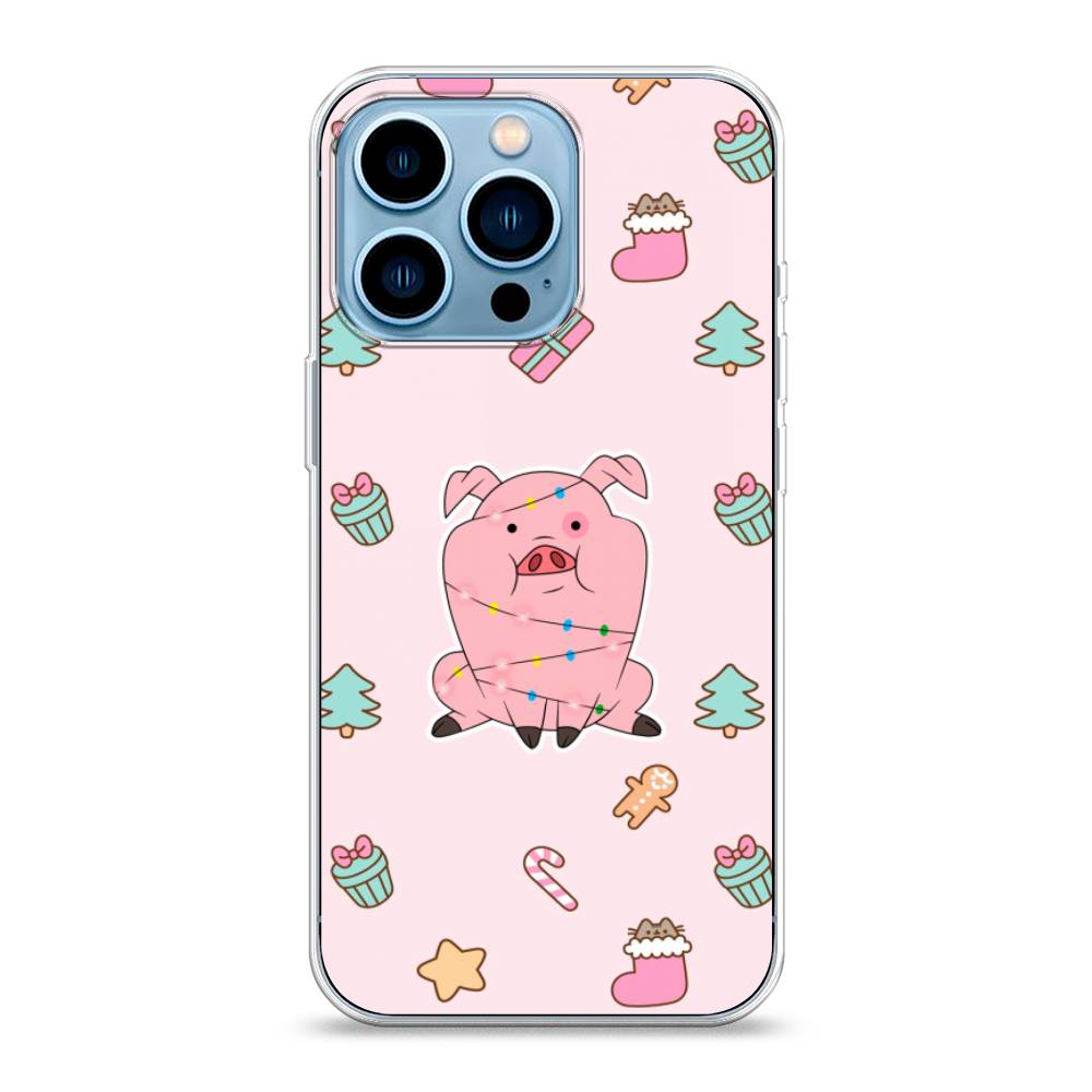 

Чехол для Apple iPhone 13 Pro "Розовая свинка", Розовый;зеленый, 14350-5