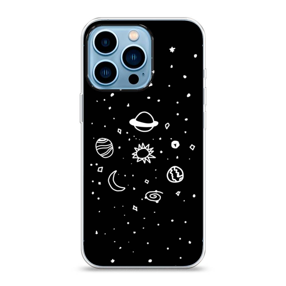 

Чехол для Apple iPhone 13 Pro "Дудл солнечной системы", Бежевый;серый, 14350-2