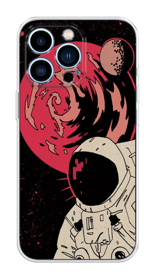 

Чехол на Apple iPhone 13 Pro "Космонавт возле Марса", Черный;красный, 14350-2