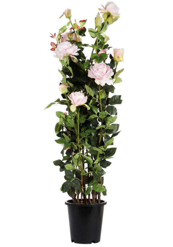 Искусственный цветок Tianjin Роза в кашпо бледно-розовая 1,37 м