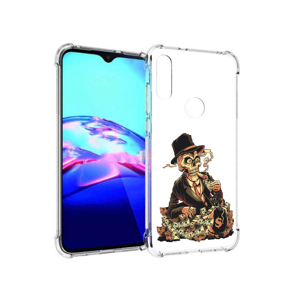 

Чехол MyPads Tocco для Motorola Moto E нарисованный череп с сигаретой (PT227064.345.515), Прозрачный, Tocco