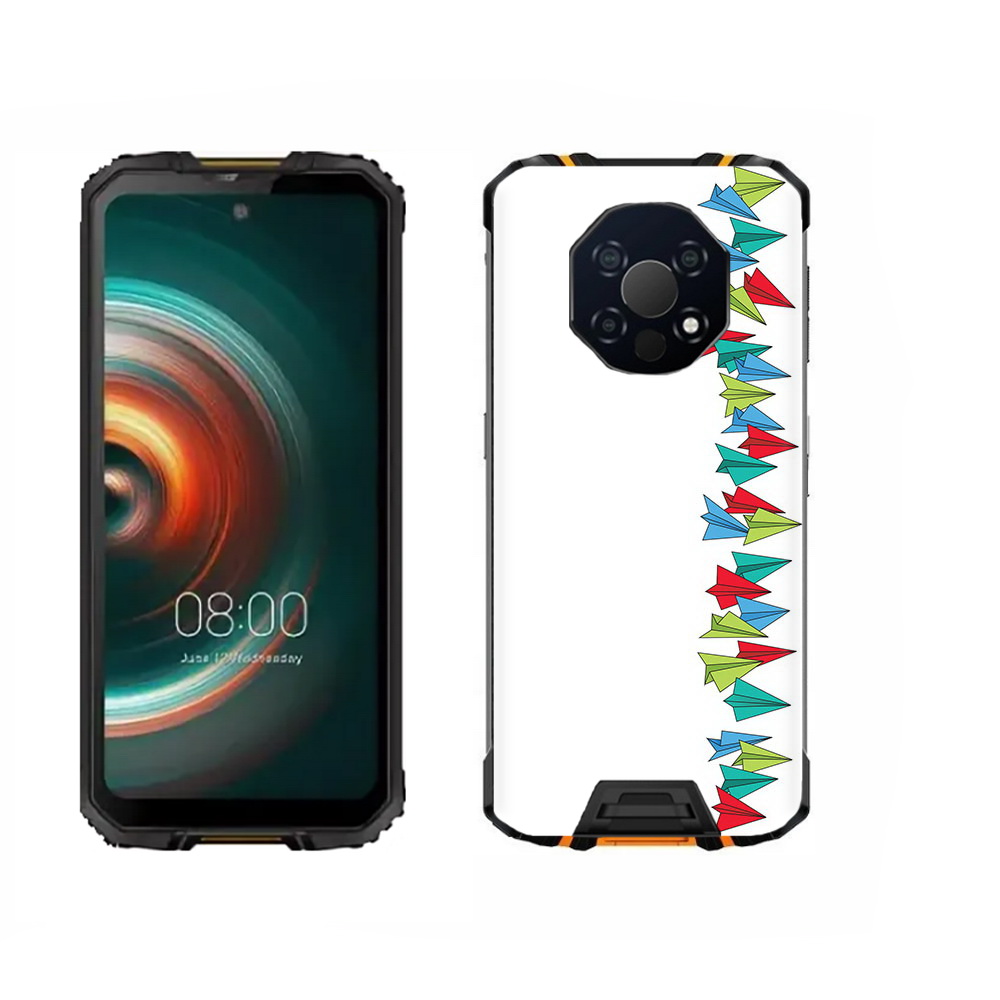 

Чехол MyPads Tocco для Oukitel WP13 самолетики из листочков, Прозрачный, Tocco