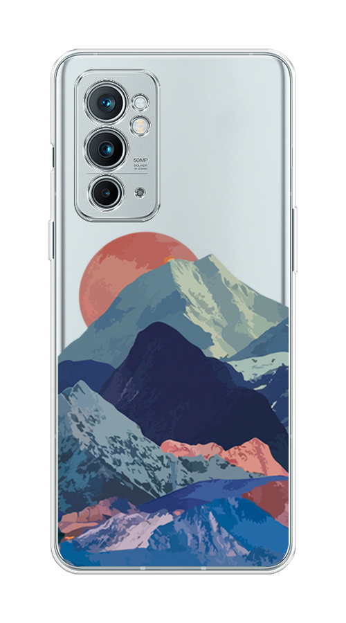 

Чехол на OnePlus 9RT "Закат в снежных горах", Красный;серый;голубой, 152050-2