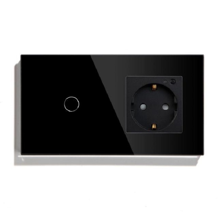 Умный сенсорный выключатель + розетка для Алисы с WIFI в одной рамке Izba Tech 0043-1