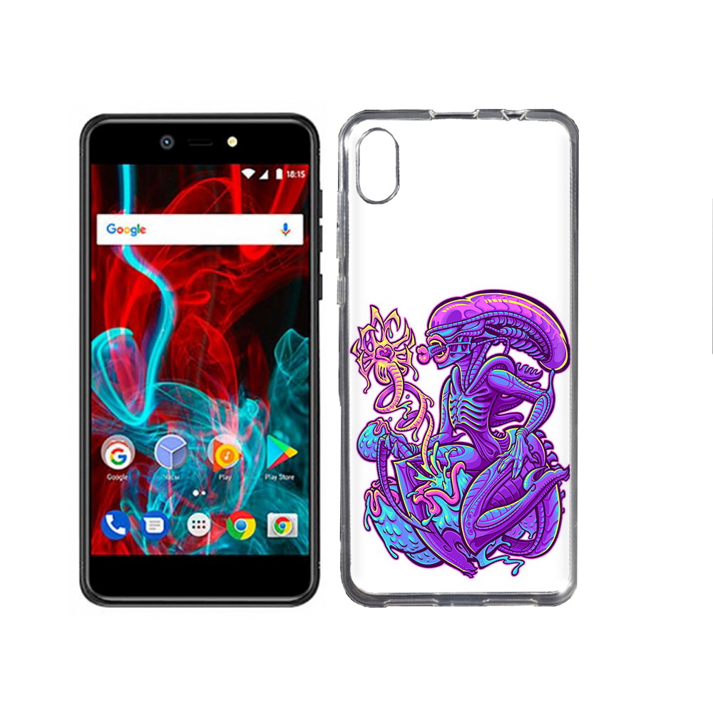 

Чехол MyPads Tocco для BQ-5211 Strike чужой фиолетовый цвет, Прозрачный, Tocco