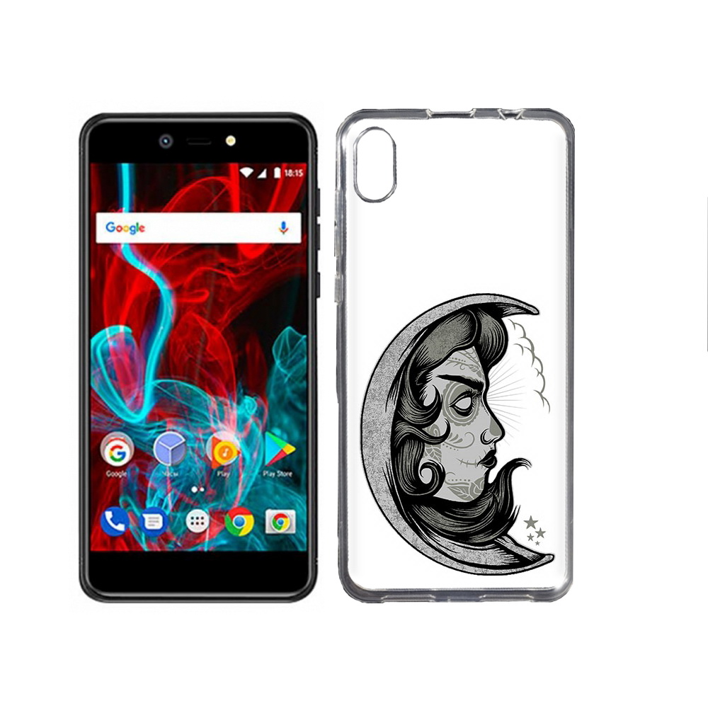 

Чехол MyPads Tocco для BQ-5211 Strike черно белая луна с лицом, Прозрачный, Tocco