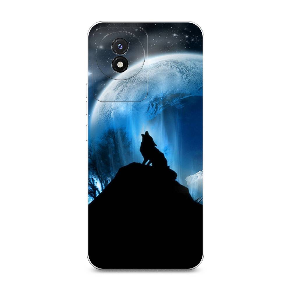 

Чехол на Vivo Y02 "Волк 2", Синий;черный;белый, 268150-1
