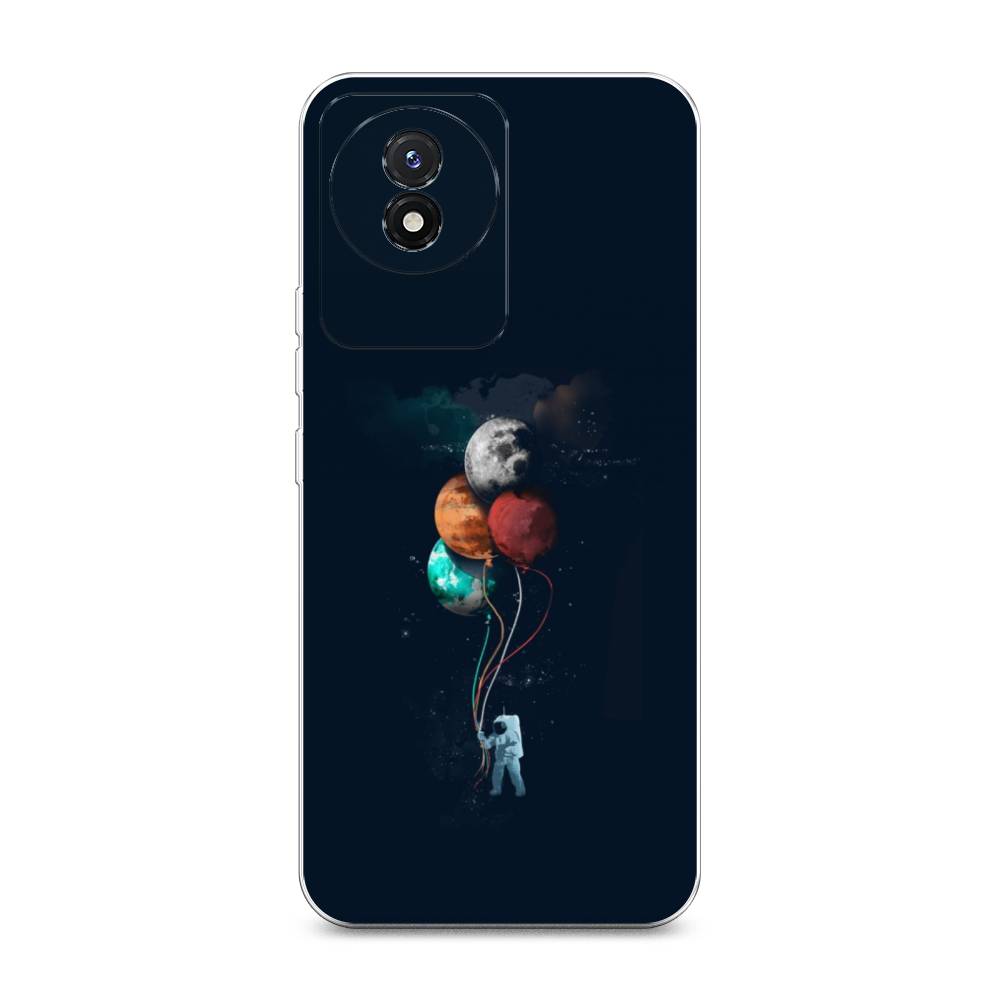 

Чехол на Vivo Y02 "Космонавт с шариками", Разноцветный, 268150-4