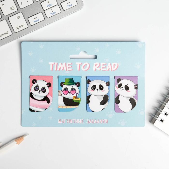 

Магнитные закладки Time to read на открытке, 4 шт, (2шт.), Разноцветный