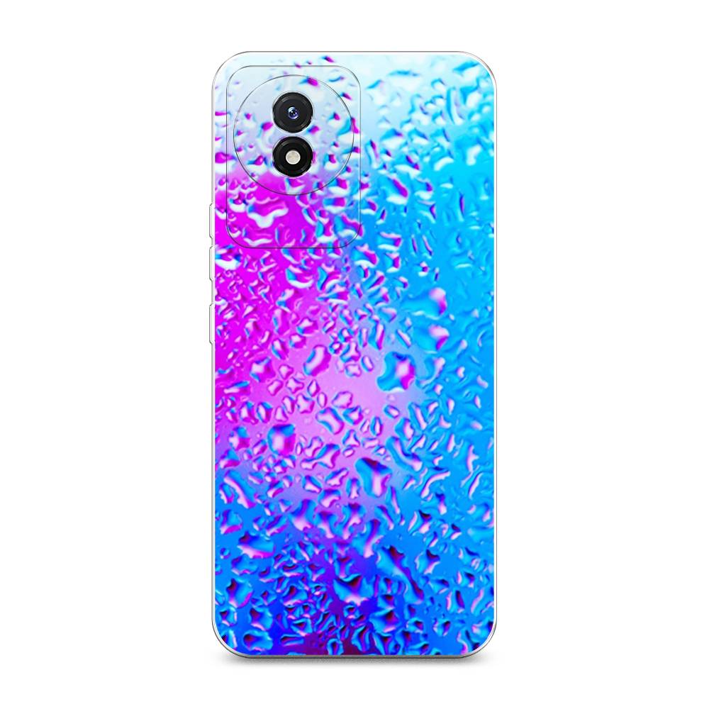 

Чехол на Vivo Y02 "Капли на стекле", Голубой;розовый, 268150-3