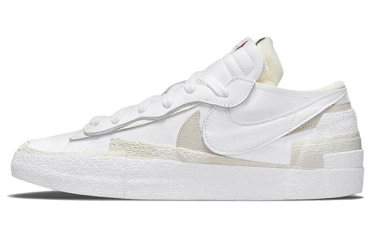 

Кеды унисекс Nike Sacai x Nike Blazer Low White Patent Leather белые 38 EU, Белый, Sacai x Nike Blazer Low White Patent Leather