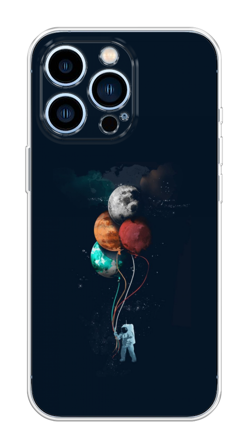 

Чехол на Apple iPhone 13 Pro "Космонавт с шариками", Разноцветный, 14350-4