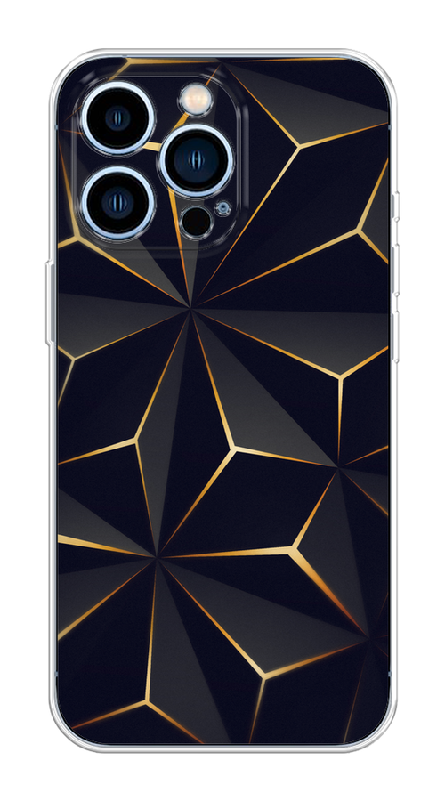 

Чехол на Apple iPhone 13 Pro "Черные полигоны", Золотистый;черный, 14350-3