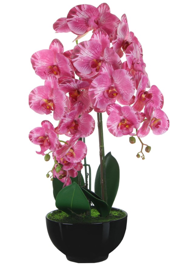 фото Искусственный цветок орхидея fuzhou light в горшке 4 цвета 62 см