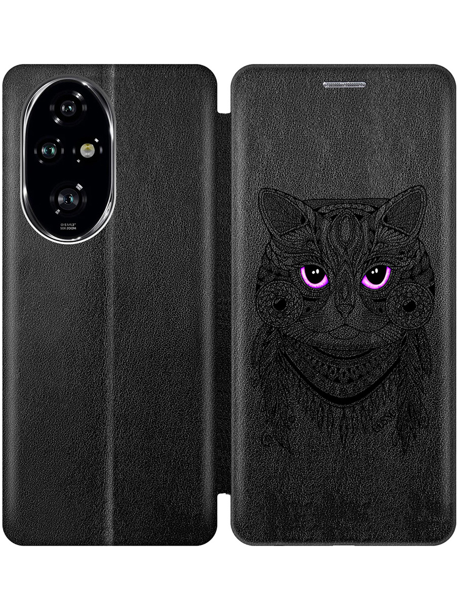 

Чехол-книжка на Honor 200 pro с принтом "Розовоглазая кошка" черный, Черный;прозрачный;фиолетовый, 783979612