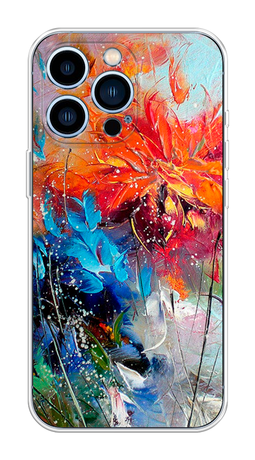 

Чехол на Apple iPhone 13 Pro "Абстрактные цветы", Оранжевый;синий, 14350-4