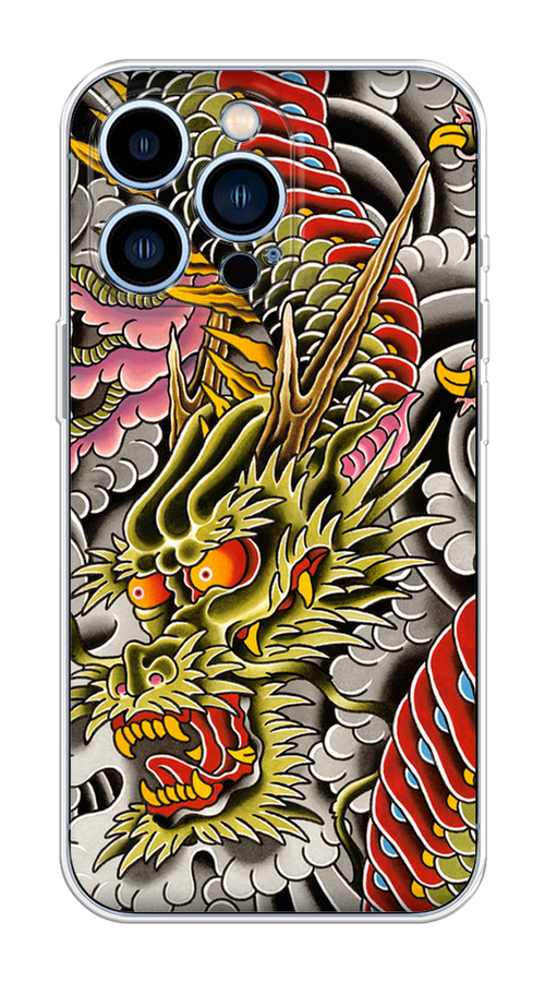 

Чехол на Apple iPhone 13 Pro "Японский дракон", Желтый;розовый;красный, 14350-4