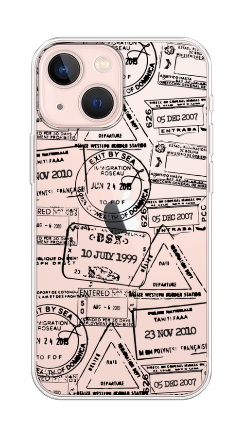

Чехол на Apple iPhone 13 mini "Visa stamps 2", Белый;черный;серый, 14150-2