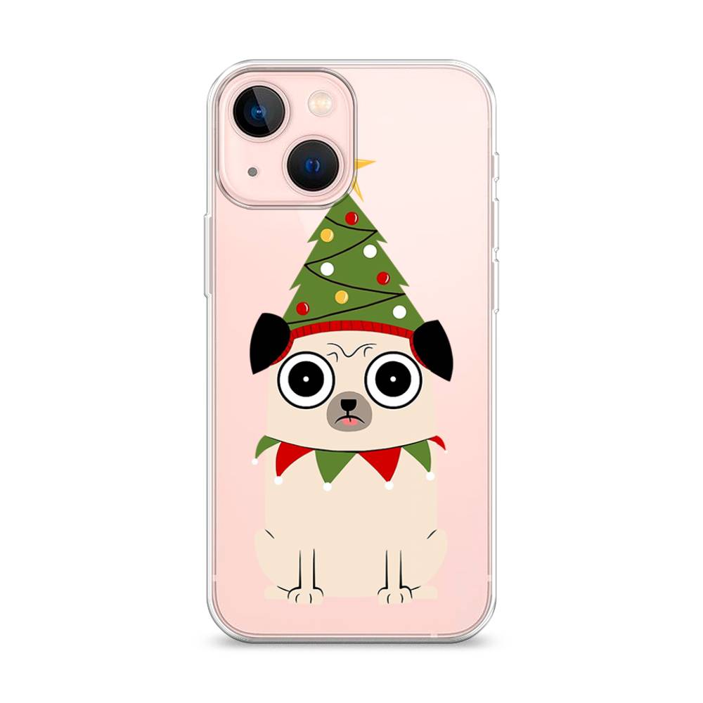 

Чехол для Apple iPhone 13 mini "Собачка с ёлочкой", Бежевый;красный;зеленый, 14150-1