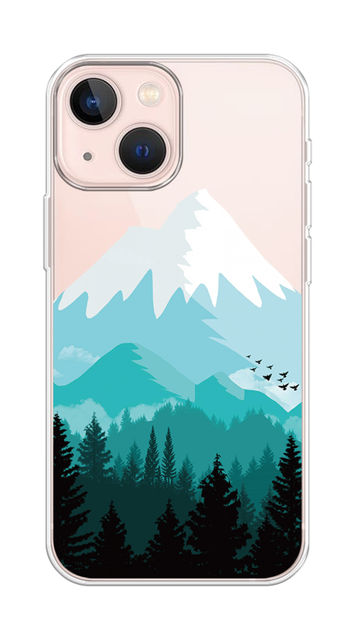 

Чехол на Apple iPhone 13 mini "Синяя снежная гора", Белый;голубой, 14150-2