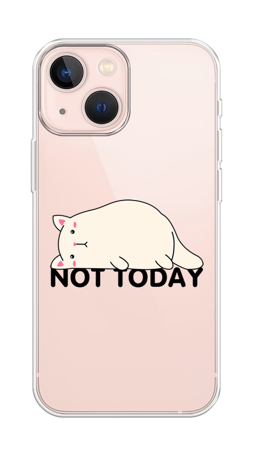 

Чехол на Apple iPhone 13 mini "Cat not today", Белый;розовый;черный, 14150-1