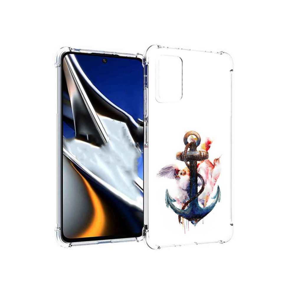 

Чехол MyPads Tocco для Xiaomi Poco X4 Pro 5G якорь с птицами, Прозрачный, Tocco