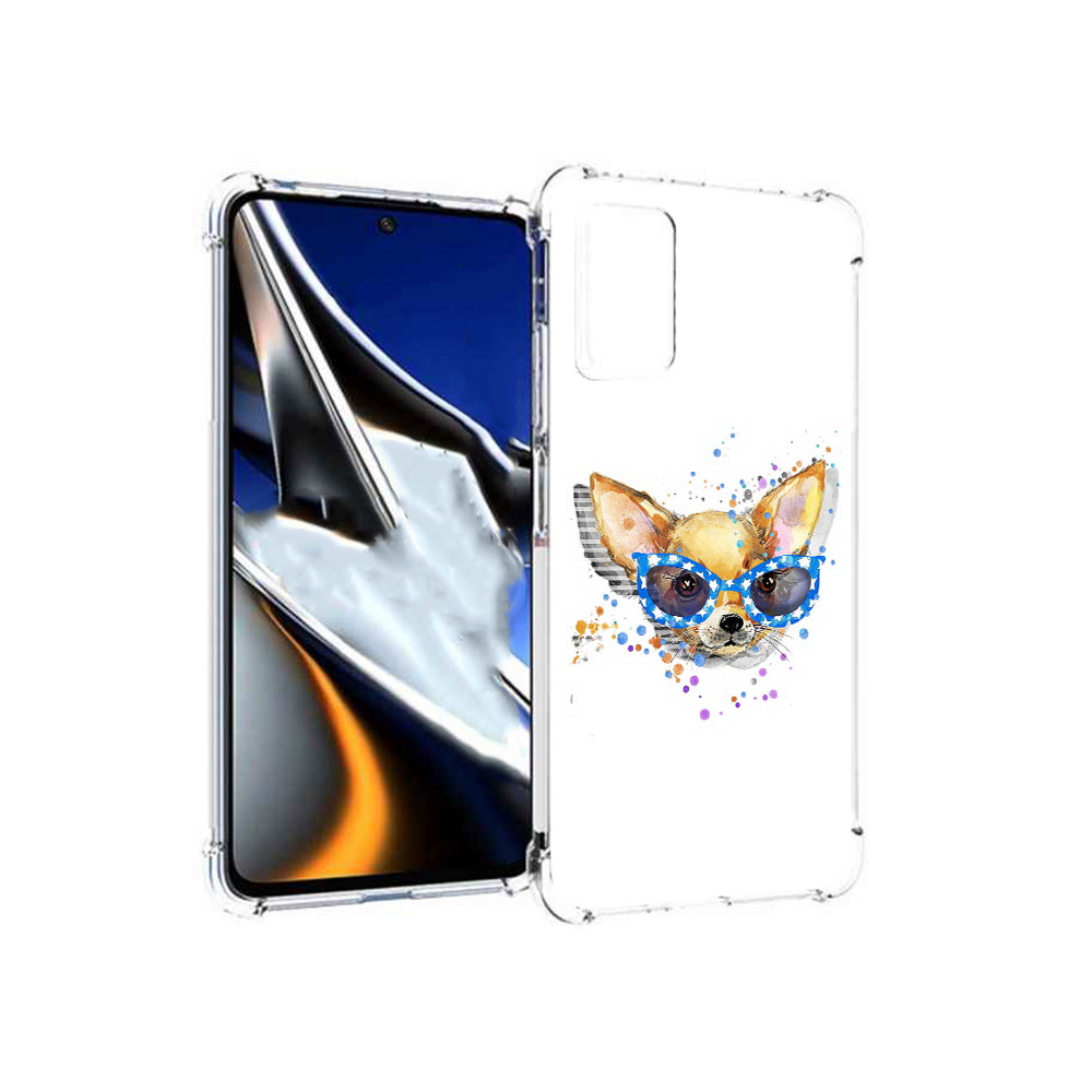 

Чехол MyPads Tocco для Xiaomi Poco X4 Pro 5G чихуа-хуа в очках, Прозрачный, Tocco