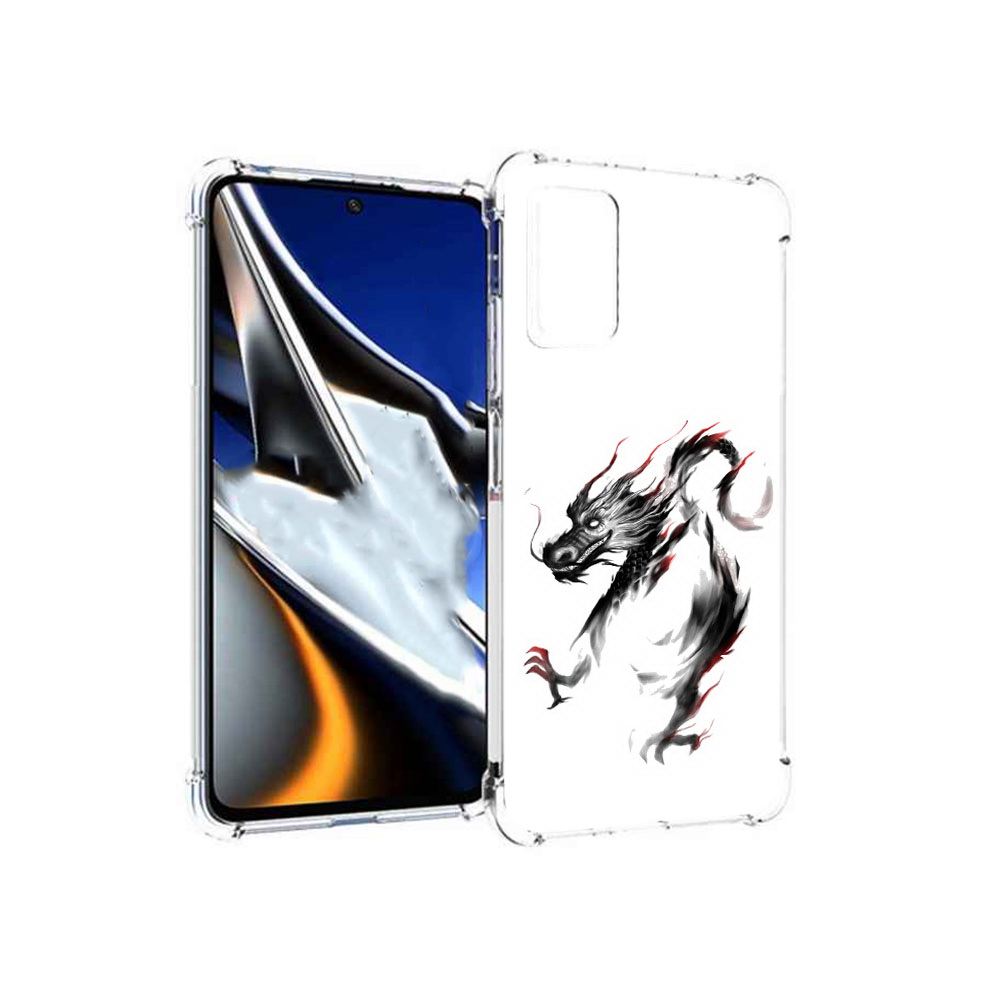 

Чехол MyPads Tocco для Xiaomi Poco X4 Pro 5G черный дракон, Прозрачный, Tocco