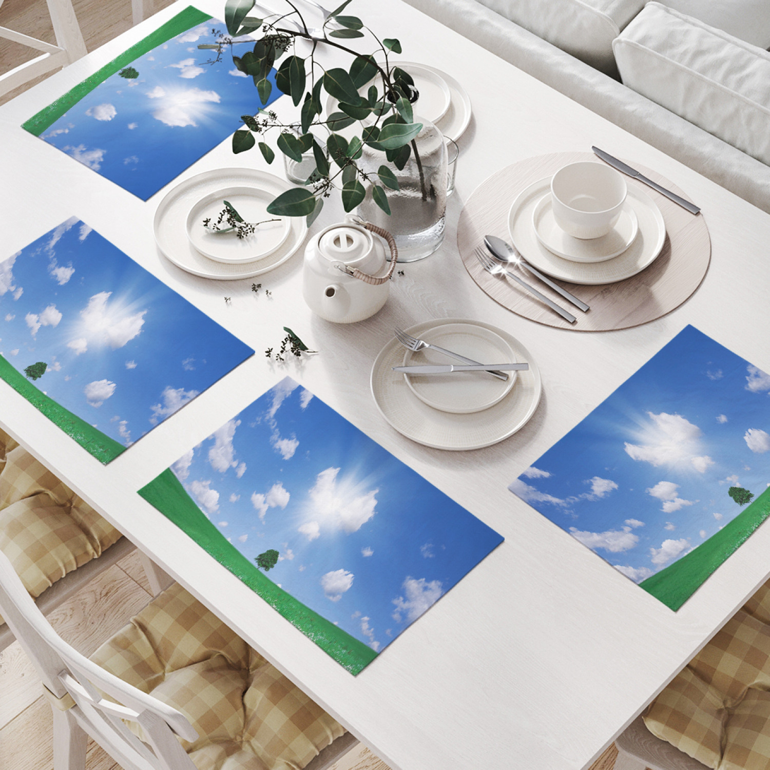 

Комплект салфеток JoyArty "Дерево в поле" (32х46 см, 4 шт.), Голубой, Дерево в поле