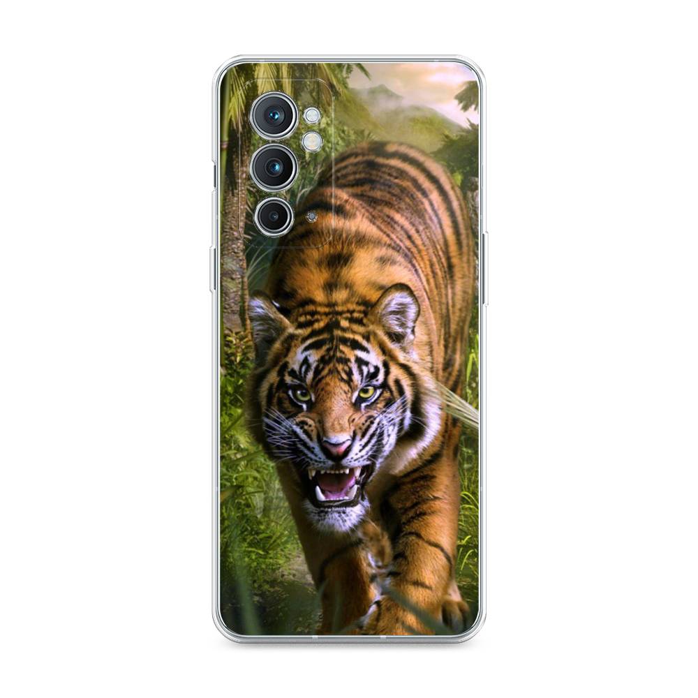 

Чехол на OnePlus 9RT "Тигр в джунглях 2", Оранжевый;зеленый, 152050-1