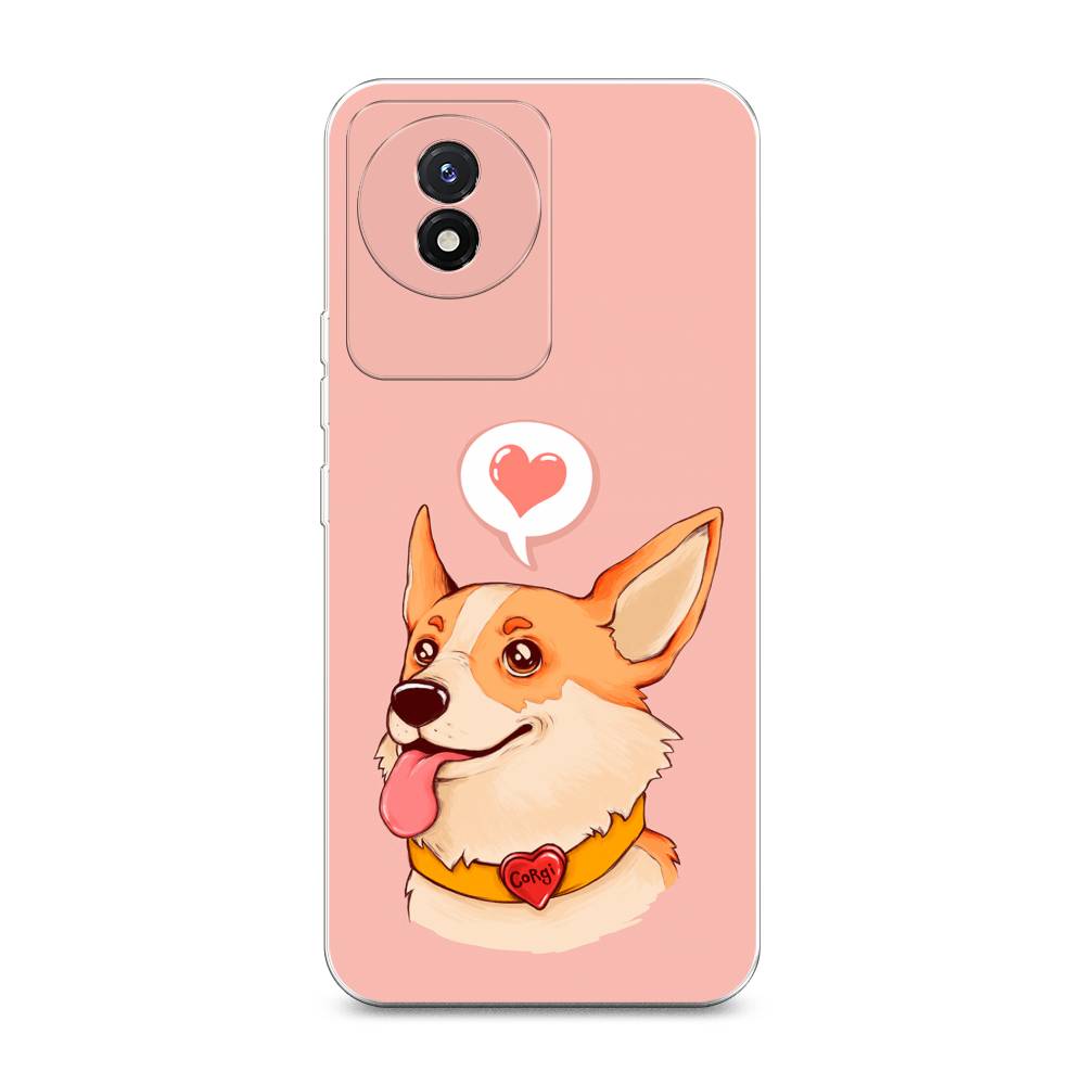

Чехол на Vivo Y02 "Корги язык", Розовый;коричневый, 268150-1