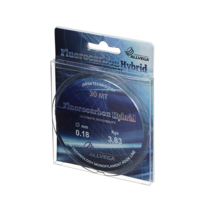 

Леска монофильная ALLVEGA "Fluorocarbon Hybrid" 30м 0,18мм, 3,83кг, флюорокарбон 65%, Прозрачный