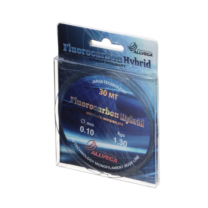 

Леска монофильная ALLVEGA "Fluorocarbon Hybrid" 30м 0,10мм, 1,30кг, флюорокарбон 65%, Прозрачный