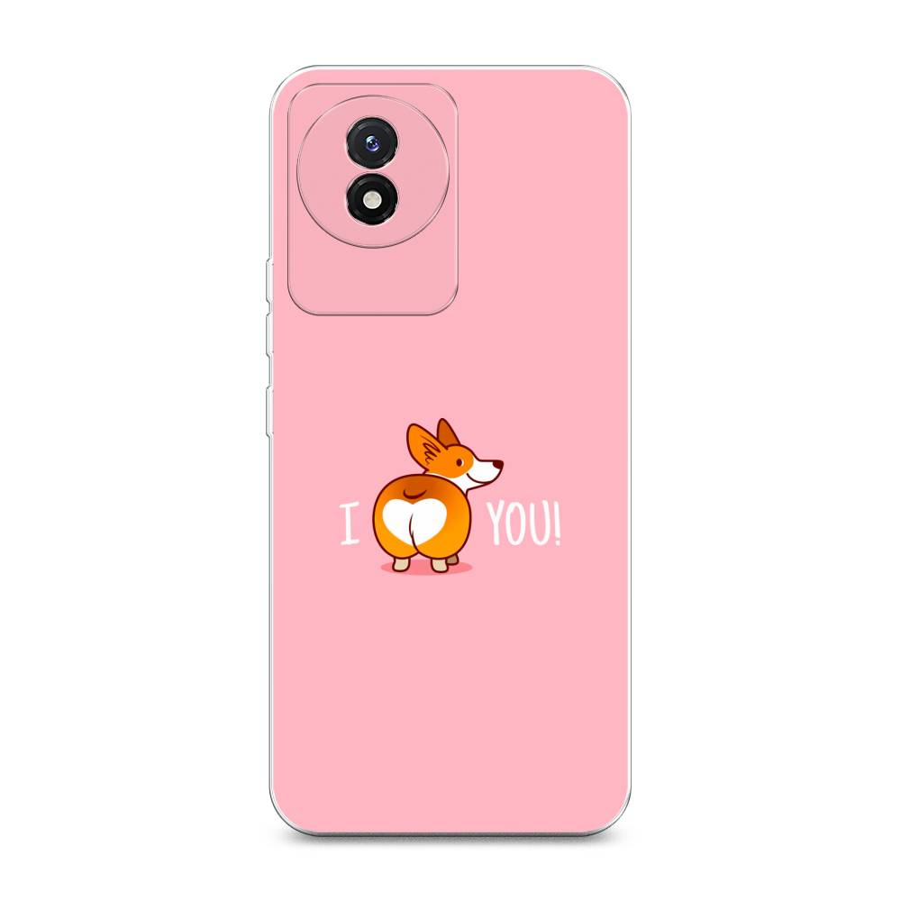 

Чехол на Vivo Y02 "Корги I love you", Розовый;коричневый;белый, 268150-1
