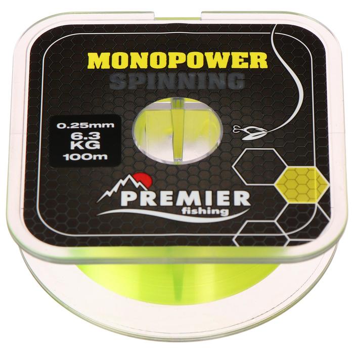 Леска Premier fishing MONOPOWER Spinning, f. yellow, 0,25 мм/100 м