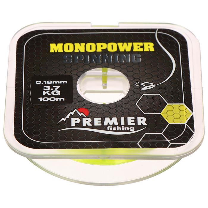 Леска Premier fishing MONOPOWER Spinning, f. yellow, 0,18 мм/100 м