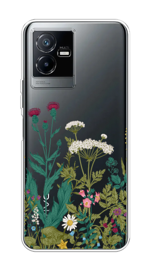 

Чехол на Vivo Y73t "Дикие полевые цветы", Зеленый;розовый;белый, 268050-2