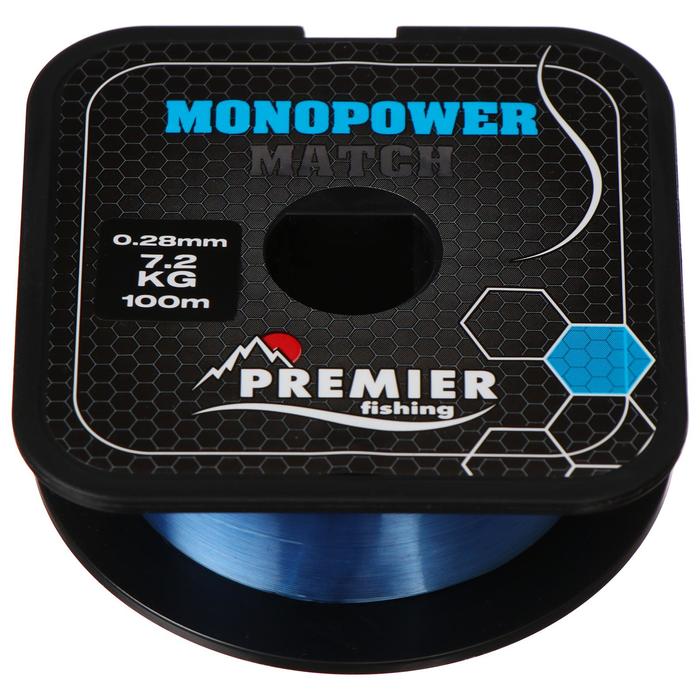 

Леска Premier fishing MONOPOWER Match, blue, 0,28 мм/100 м, Голубой, Monopower Match