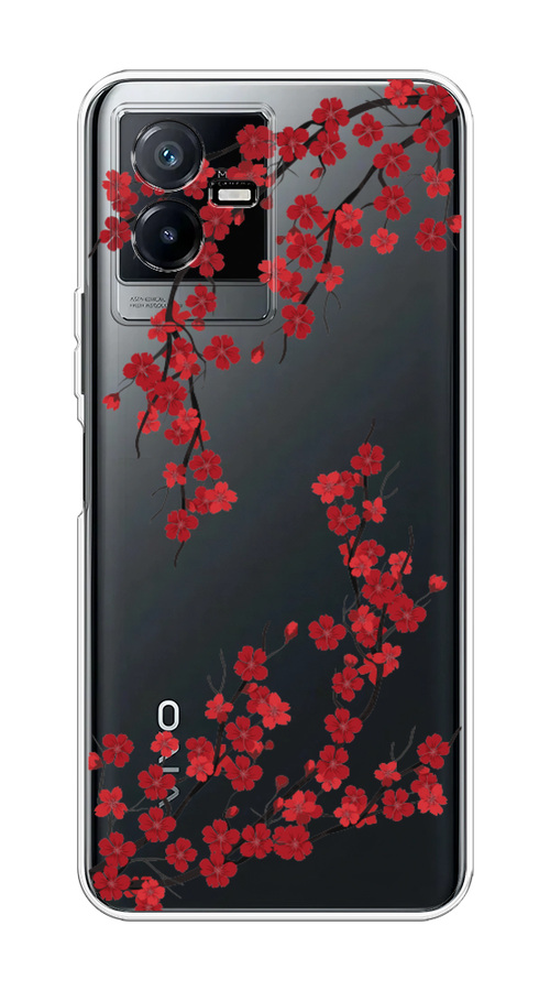 

Чехол на Vivo Y73t "Красная сакура", Красный;черный, 268050-2