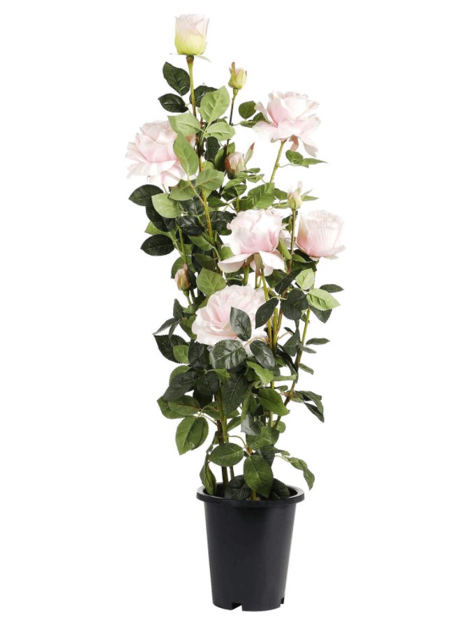 Искусственный цветок Tianjin Роза в кашпо кремово-розовая 1,02 м