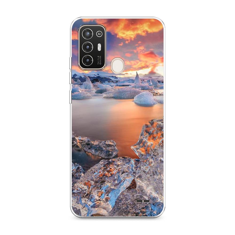 

Чехол на ZTE Blade A52 "Ледники", Синий;оранжевый, 136250-2