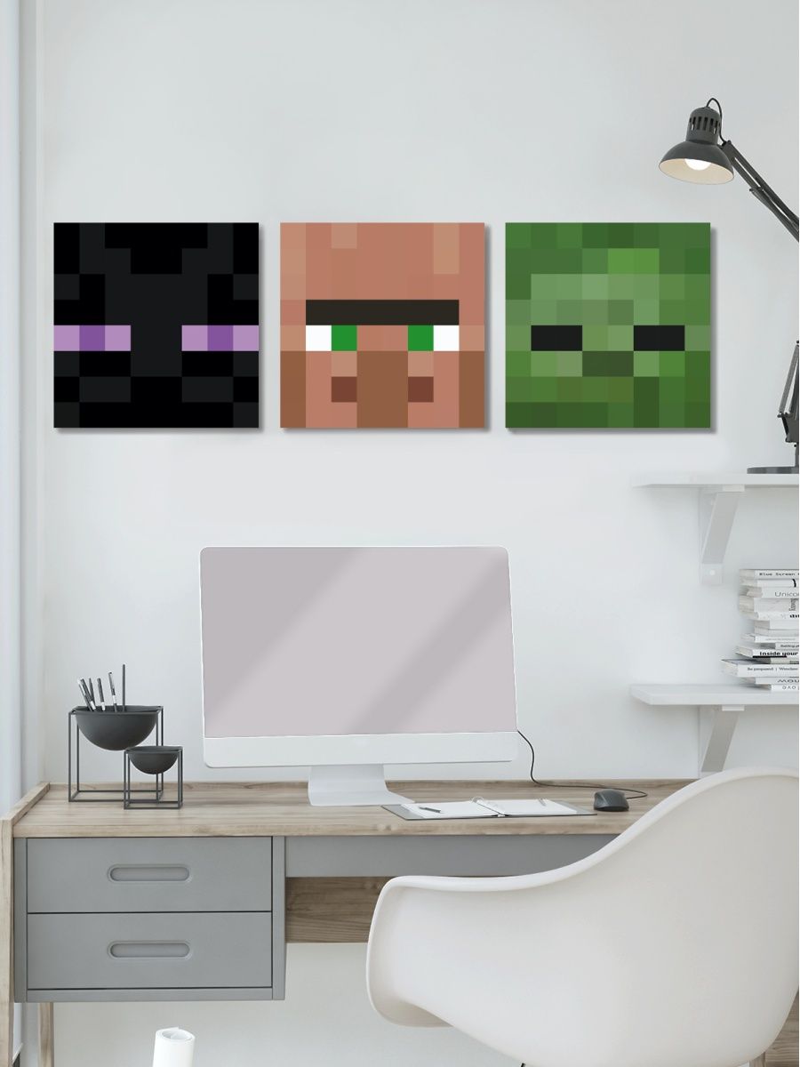 

Модульная картина СувенирShop "Minecraft Майнкрафт Эндермен Житель Зомби" 30х30, CV-GMMC2/33-3