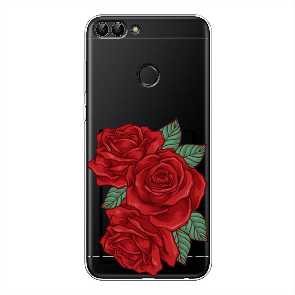 

Чехол на Huawei P Smart "Три алые розы", Красный, 64050-2
