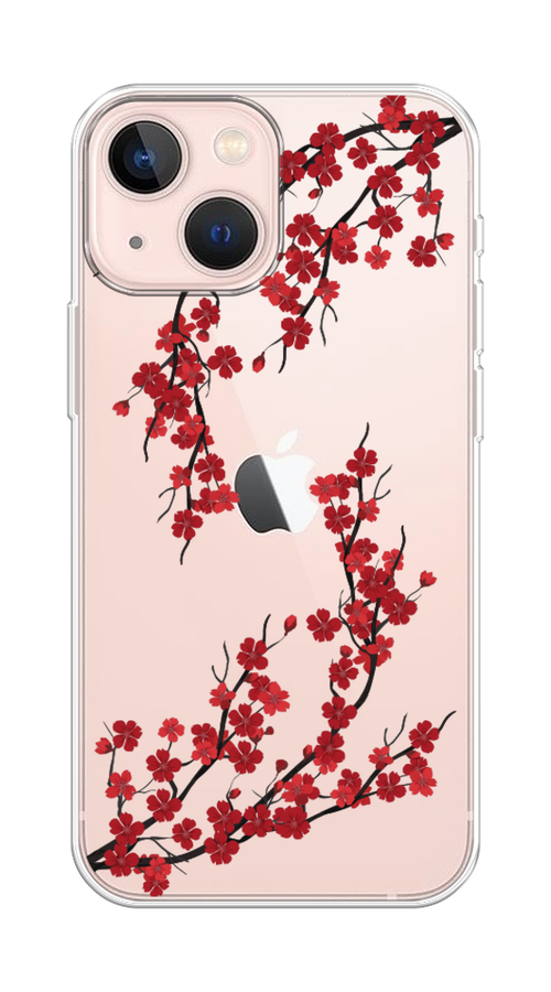 

Чехол на Apple iPhone 13 mini "Красная сакура", Красный;черный, 14150-2