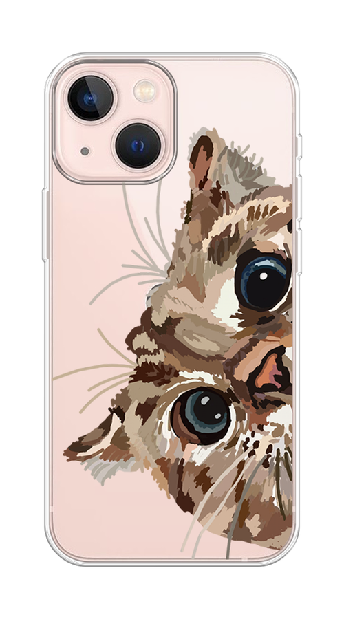 

Чехол на Apple iPhone 13 mini "Любопытный кот", Коричневый;синий;черный, 14150-1